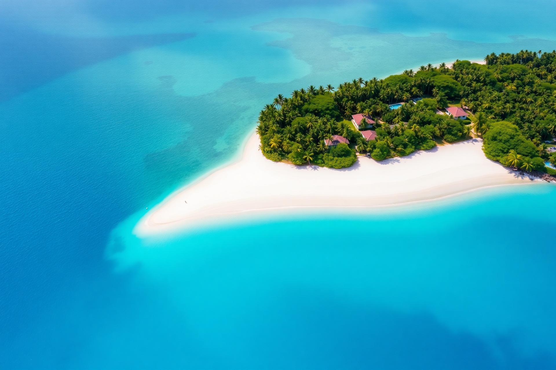 Aerial view of a turquoise tropical lagoon